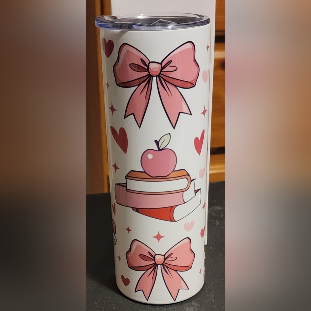 Pink Bow and Heart Tumbler